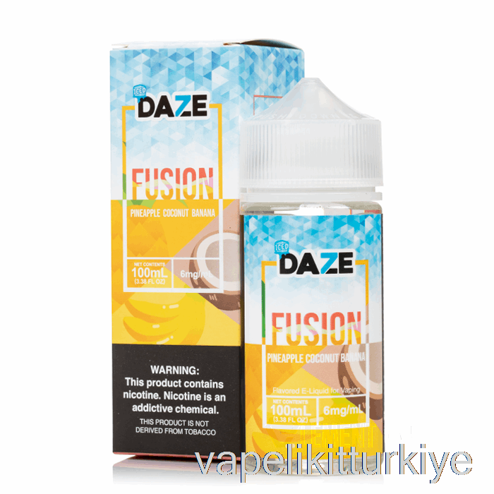 Vape Kalem Vape Mate Buzlu Ananas Hindistan Cevizi Muz - 7 Daze Füzyon - 100ml 3mg